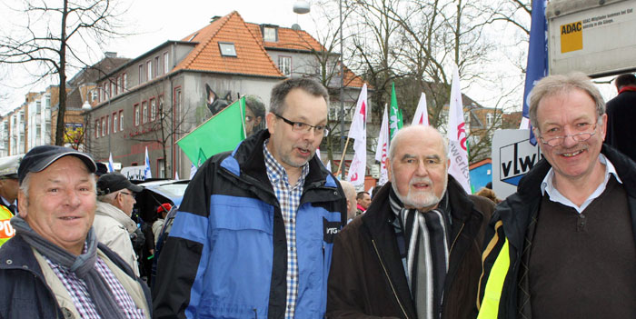Euskirchener Solidarität: Klaus Reimer (BRH), Manfred Lehmann (DSTG), Carl Schlesinger (Philologen), Willy Gemünd (VBE)
